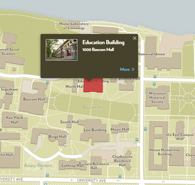 Map of the university with the Career Center's office highlighted