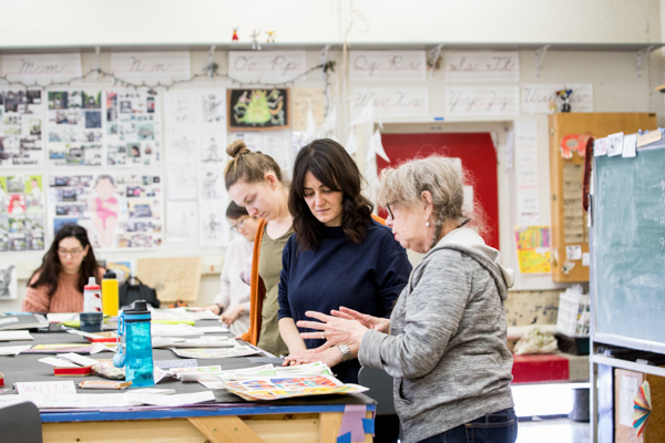 Professor Lynda Barry class making comics